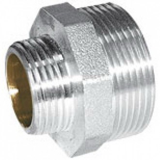 Ниппель переходной 1/2" x 3/8" НР/НР латунь/никель GF 260003N040300H GF GF XRS260003N040300H - фото 580874