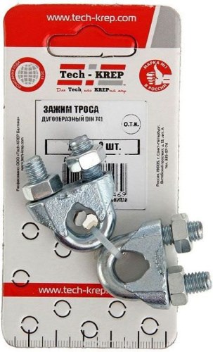 Зажим троса дугообразный 10 мм DIN 741 (2 шт) - ярлык 102739 Tech-KREP Tech-KREP XRS102739 - фото 583211