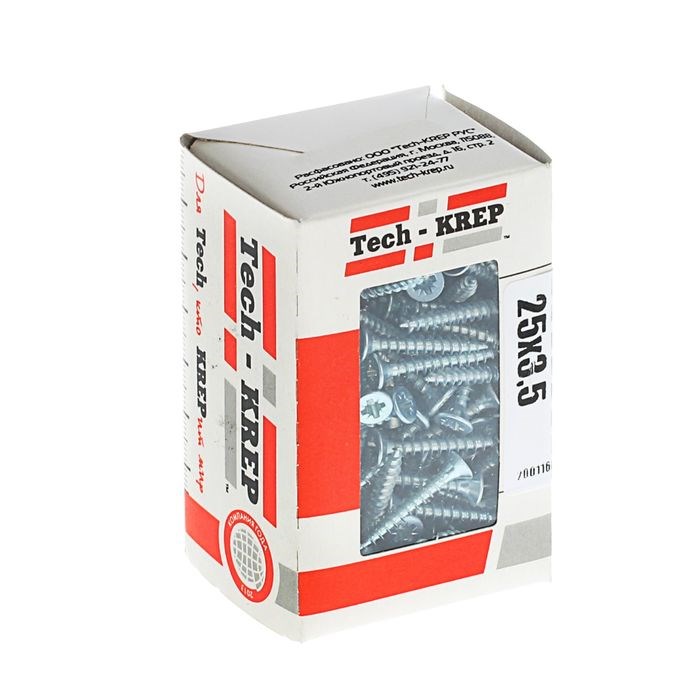 Саморезы универсальные  25х3,5 мм (200 шт)  оцинкованные - коробка с ок. 102170 Tech-KREP Tech-KREP - фото 584291