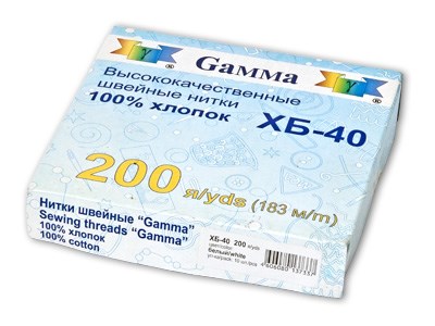 Нитки  "Gamma" ХБ-40 100% хлопок 183 м 200 я 10 шт. XG11909438242 - фото 609822