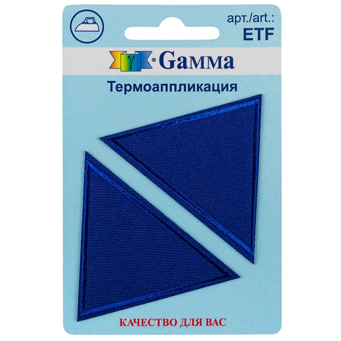 "Gamma" ETF Термоаппликация № 02 1 шт 01-253 Треугольники синие 2 шт. 6 х 4 см XG89523999734 - фото 640850