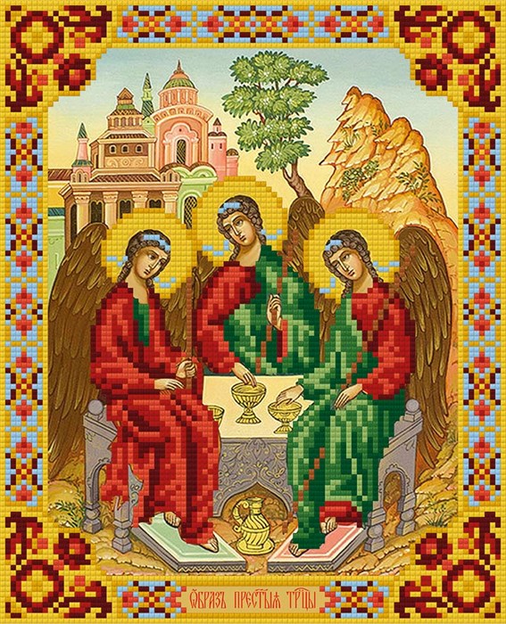 Кристальная (алмазная) мозаика  "ФРЕЯ" ALVR-176 "Икона Святой Троицы" 22 х 27 см - фото 657505
