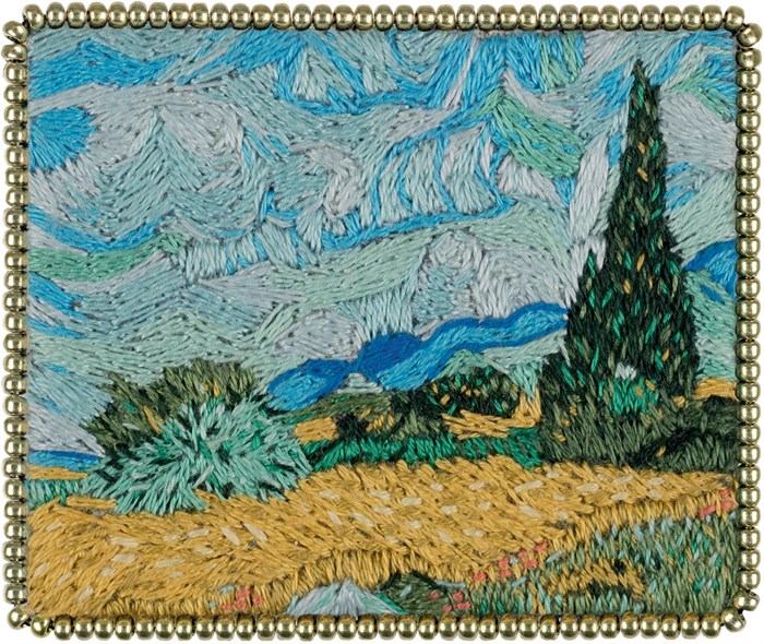 Набор для вышивания "PANNA" "Живая картина" MET-JK-2266 "Брошь. Пшеничное поле с кипарисами" 6 х 5 см - фото 663634