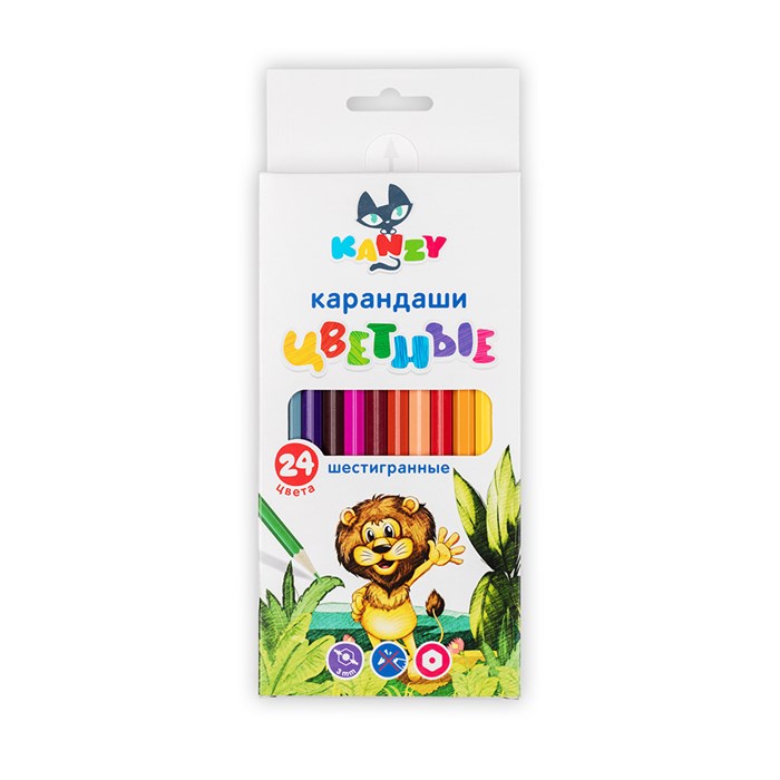 "KANZY" "Весёлый львёнок" Набор цветных карандашей CP-4024 заточенный 4 х 24 цв. - фото 680269