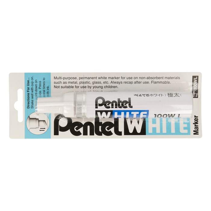"Pentel" Маркер перманентный White, 5.5 - 6.5 мм перо скошенное 12 шт. X100WL промышленный белый - фото 680949