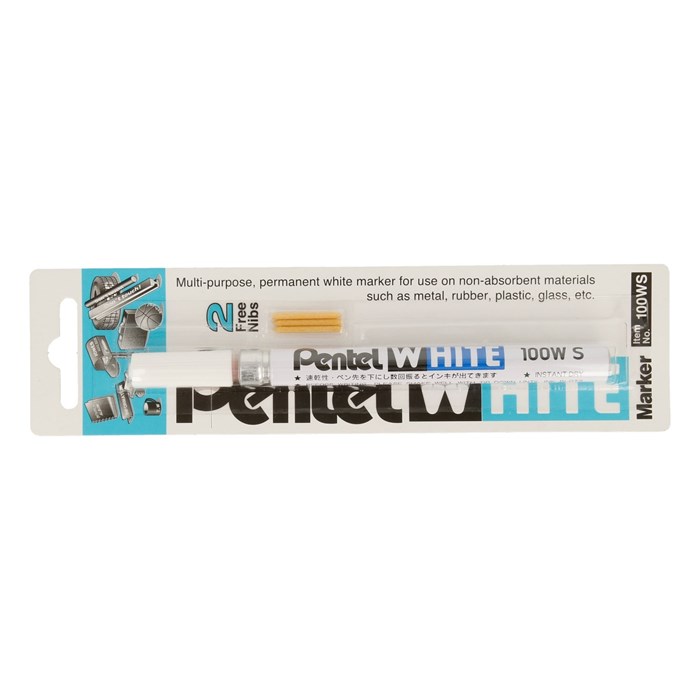 "Pentel" Маркер перманентный White, белый 2 мм пулевидный 12 шт. X100WS промышленный белый - фото 680950