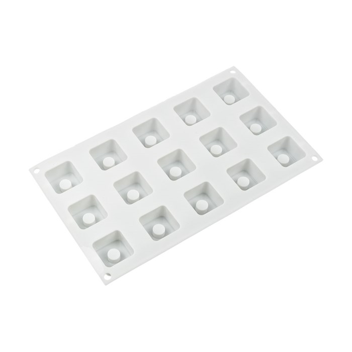 Форма силиконовая "S-CHIEF" для пирожных SPC-0312 30 x 17.5 x 2.5 см "кубики" - 15 ячеек - фото 699876