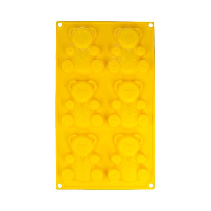 Форма силиконовая "S-CHIEF" для пирожных SPC-0334 30.5 x 18 x 1.8 см "мишки-6 ячеек" - фото 699920