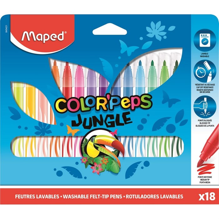 Фломастеры Maped COLOR'PEPS JUNGLE 18 цв 845421 картон,845421 - фото 715547