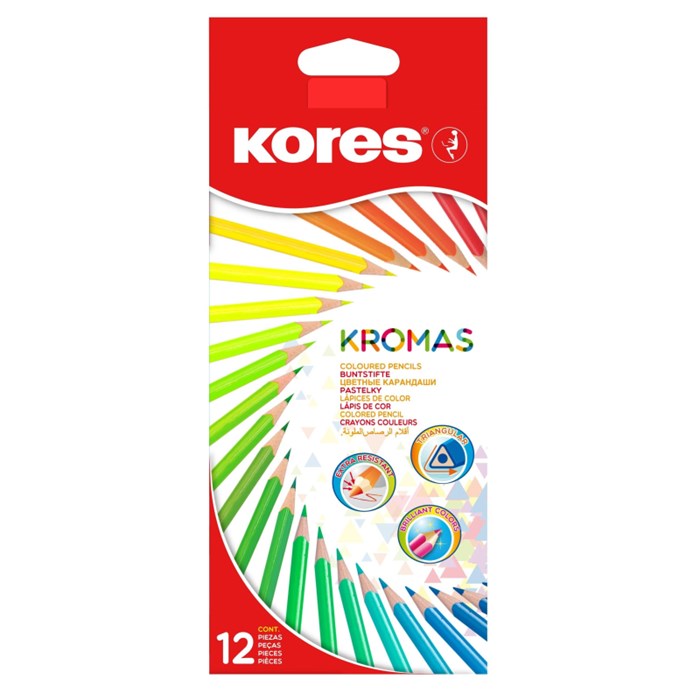 Карандаши цветные 12цв 3-гран Kores Kromas 93391 - фото 715988