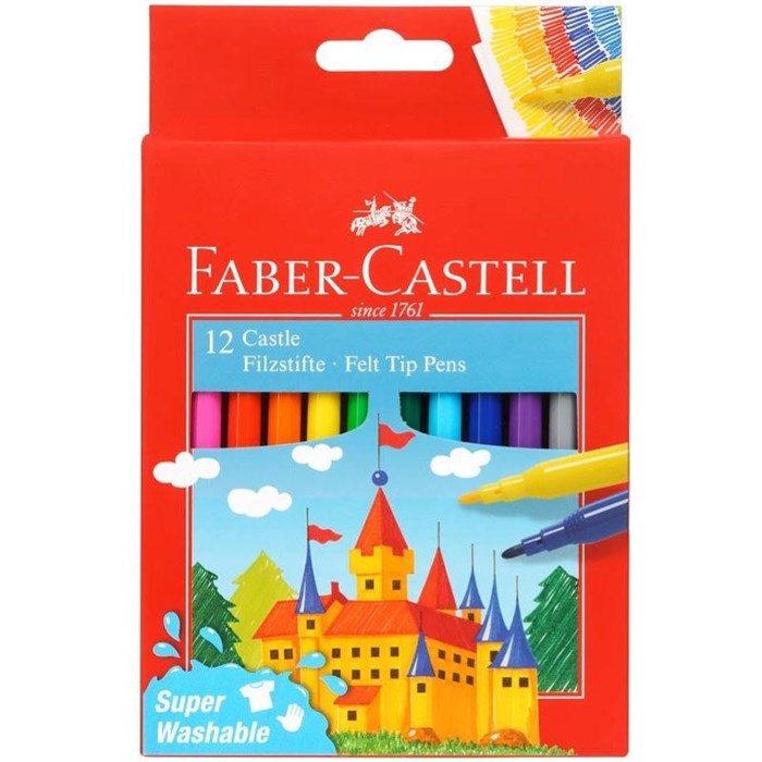 Фломастеры Faber-Castell Замок, 12цв., смываемые,картон,европодвес,554201 - фото 716940