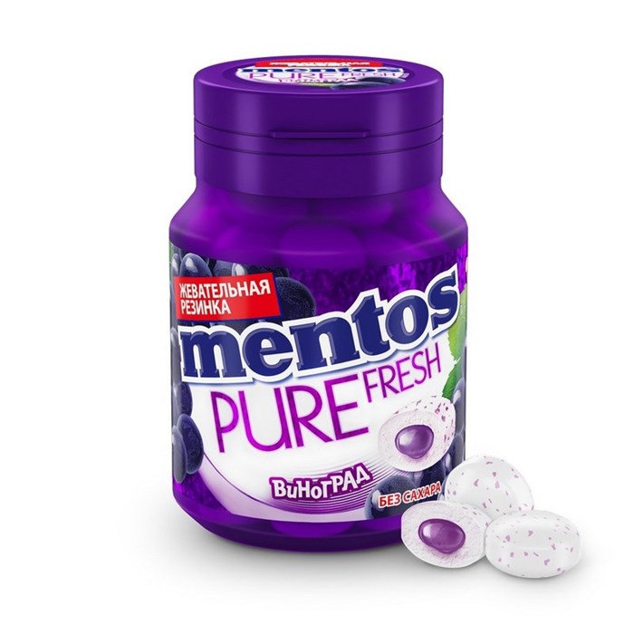 Жевательная резинка Mentos Pure Fresh Виноград, 54г 1236452 - фото 739681