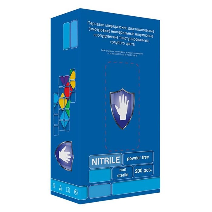 Перчатки мед.смотров. нитрил., н/с, н/о, S&C ZN/TN303(S) 100 пар, голубой - фото 745038