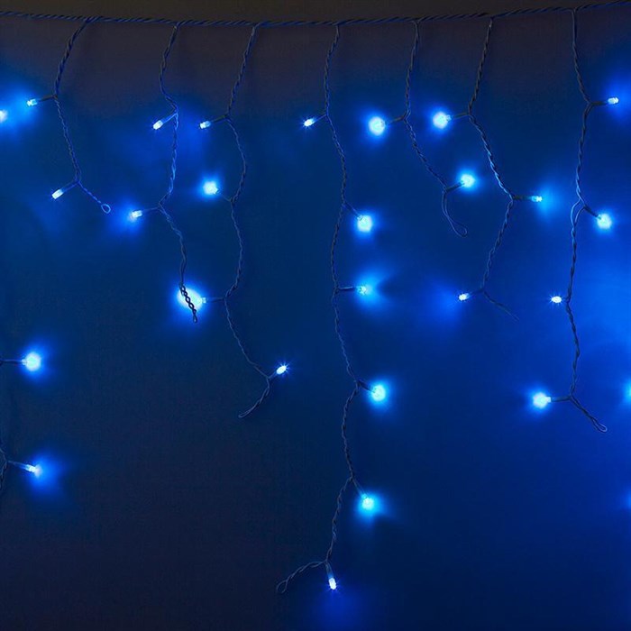 Гирлянда светодиодная Айсикл (бахрома) 76, 2,4х0,6м, 230В, синие, 255-033-6 - фото 745431