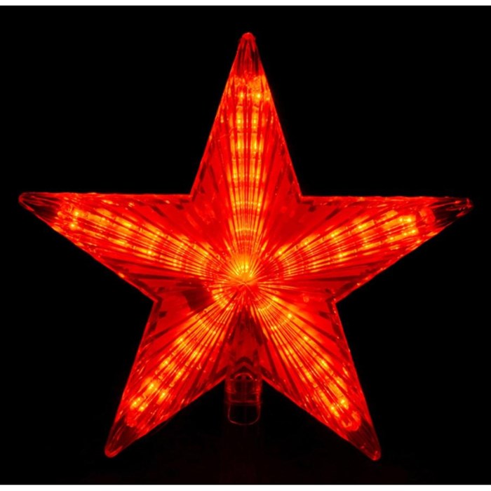 Верхушка на елку Звезда красная 30 красных мигающих led,20x20 см, 55086 - фото 745737