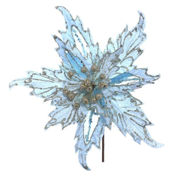 Украшение Цветок искусственный Пуансеттия, L34 W34 H25 см 262276 - фото 747859