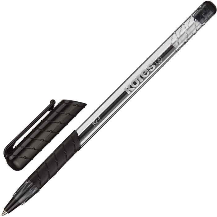 Ручка шариковая неавтомат. KORES К2 0,5мм треуг.корп,черн,манж - фото 762065