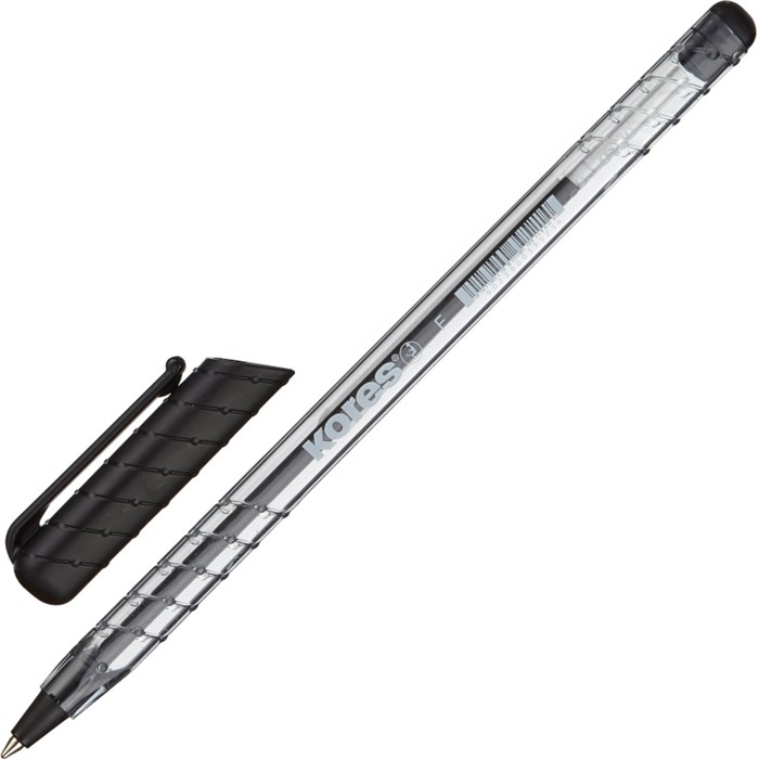 Ручка шариковая неавтомат. KORES К1 F(0,7мм)треуг.корп,черн.ст. 39521 - фото 762150