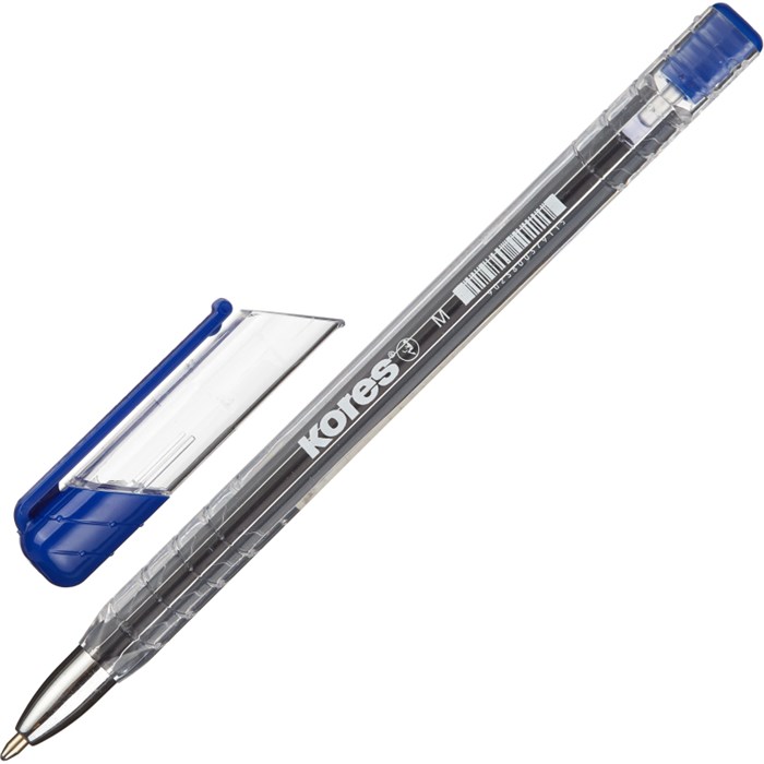 Ручка шариковая неавтомат. KORES К11 M(1мм) треуг.корп, маслян, син - фото 762308