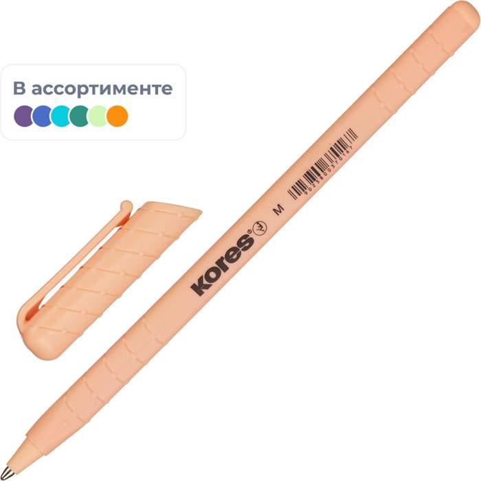 Ручка шариковая неавтомат. KORES Pastel K0R-M,син,масл,асс. 37086 - фото 763463