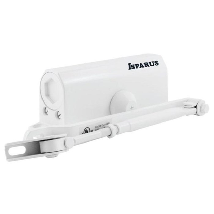 Доводчик дверной Isparus ISP 410, 15-60кг, белый 1331574 - фото 763496