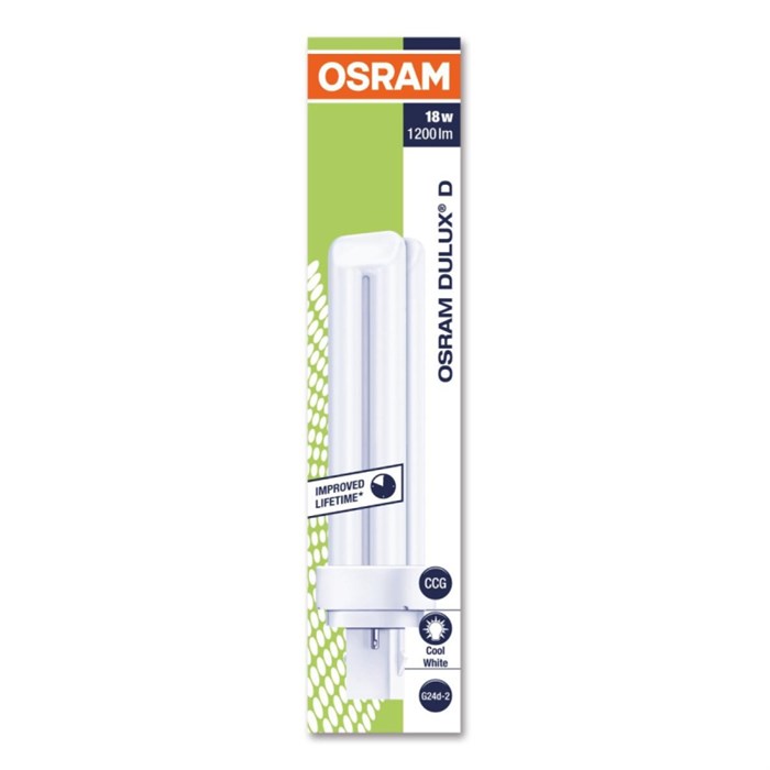 Лампа люминесцентная КЛЛ неинтегрированная OSRAM CFL DULUX D 18W/840 G24D-2 1322393 - фото 769986