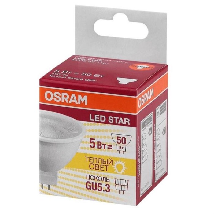 Лампа светодиодная OSRAM LS MR16   6,5W/840230VGU5.3 4058075480582 1345150 - фото 774369