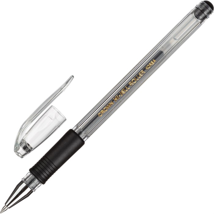 Ручка гелевая неавтомат. CROWN HJR-500R 0,5мм. рез. манж. черный - фото 779555
