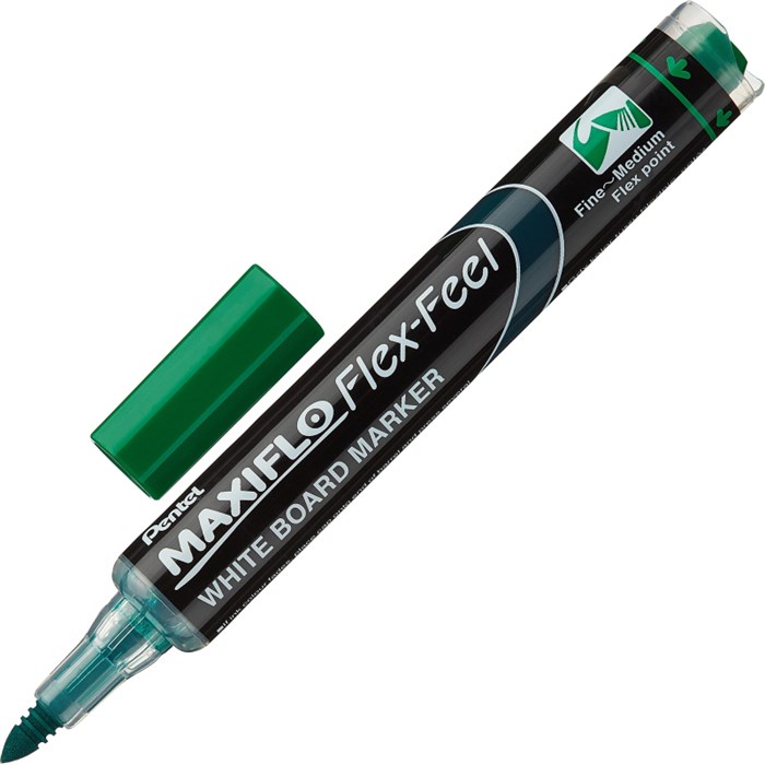 Маркер для белых досок Pentel Maxiflo Flex-Feel гибкий након, зел,1.0-5.0мм 839616 - фото 786756