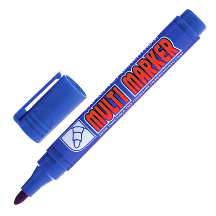 Маркер перманентный Crown Multi Marker 3-5 мм синий - фото 790123