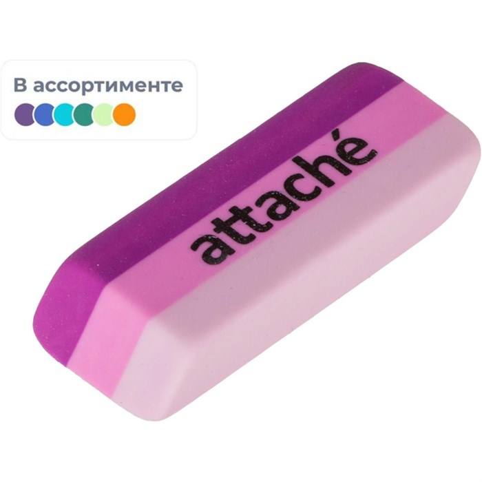 Ластик Attache прямоуг. скош., 49x19x8 мм, термопл.каучук, ассорти 1557376 - фото 794678