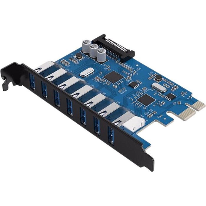 Контроллер PCI-E на 7xUSB-A 3.0 Orico PVU3-7U, черный (ORICO-PVU3-7U) - фото 798302