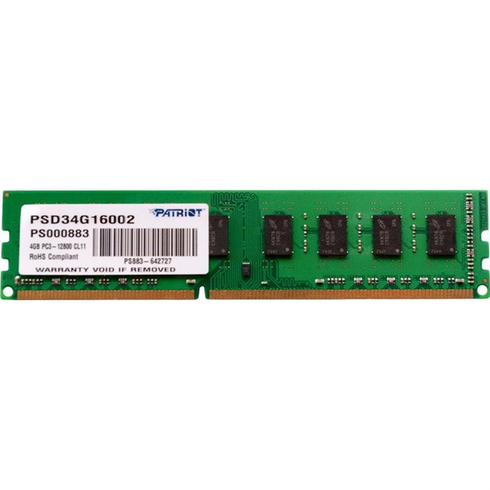 Модуль памяти Patriot DIMM DDR3 4Gb 1600Mhz CL11 PSD34G16002 - фото 800980