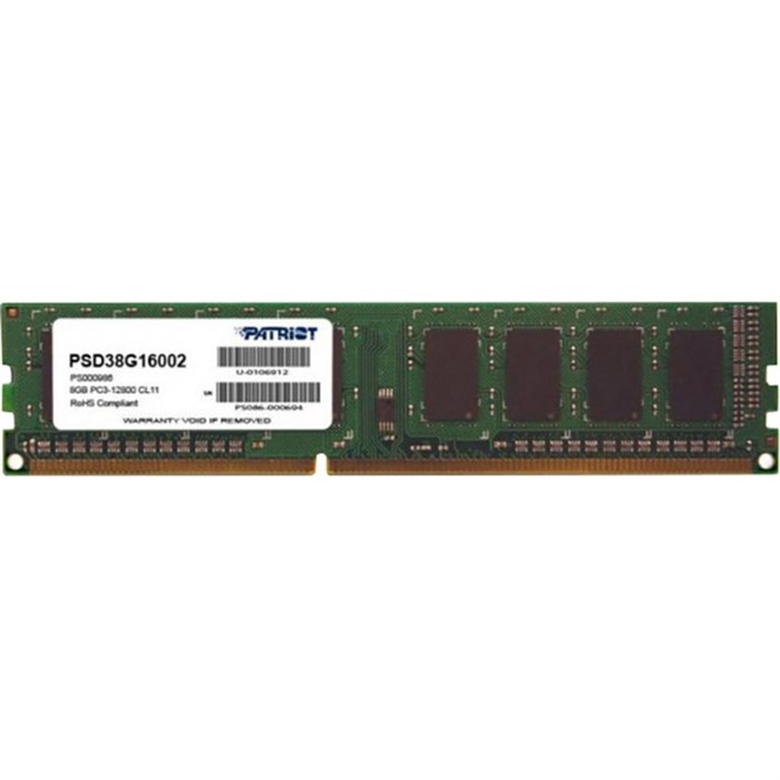 Модуль памяти Patriot DDR3 8GB DIMM (PSD38G16002) 1600Мгц CL11 - фото 801195