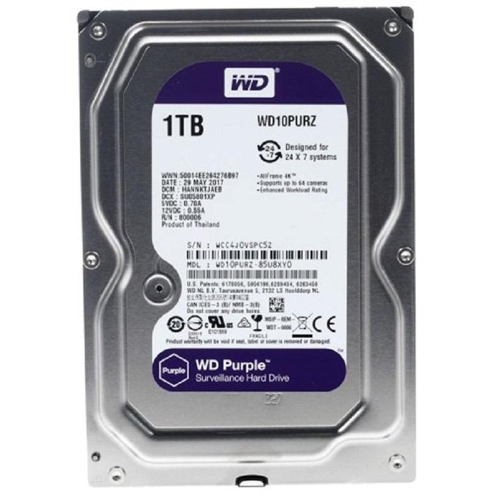 Жесткий диск WD Original Purple SATA-III 1Tb Video (WD10PURZ) 1571302 - фото 801395