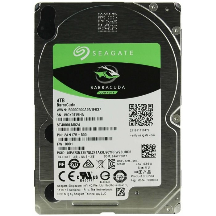 Жесткий диск Seagate 2.5 4TB (ST4000LM024) SATA 5400rpm, 128MB 1901382 - фото 801760