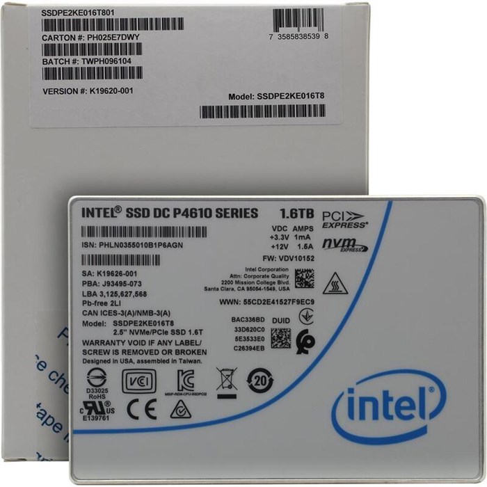 SSD накопитель Intel DC-P4610 (SSDPE2KE016T801) 1600GB/U.2/2.5/PCI-E 1940704 - фото 801964