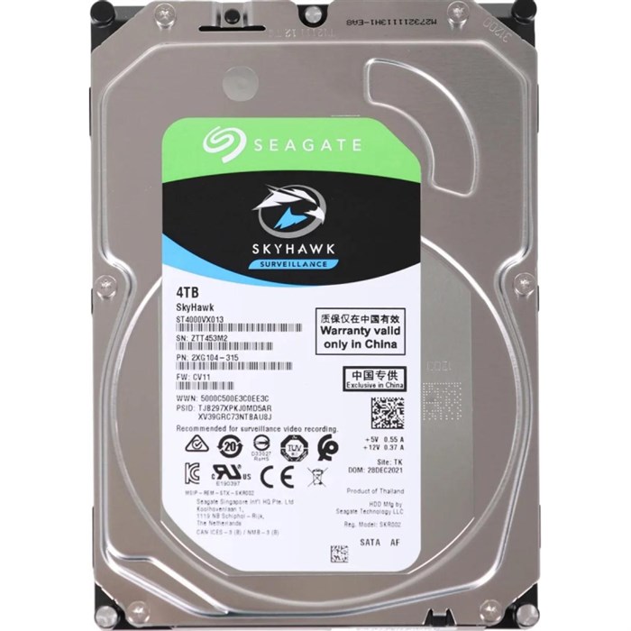 Жесткий диск Seagate SkyHawk 4TB 3.5 SATA (ST4000VX013) 5400rpm, 256MB 1939692 - фото 801987