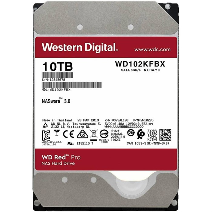 Жесткий диск WD RED PRO WD102KFBX 10TB 3,5 7200RPM 256MB 1950217 - фото 801999