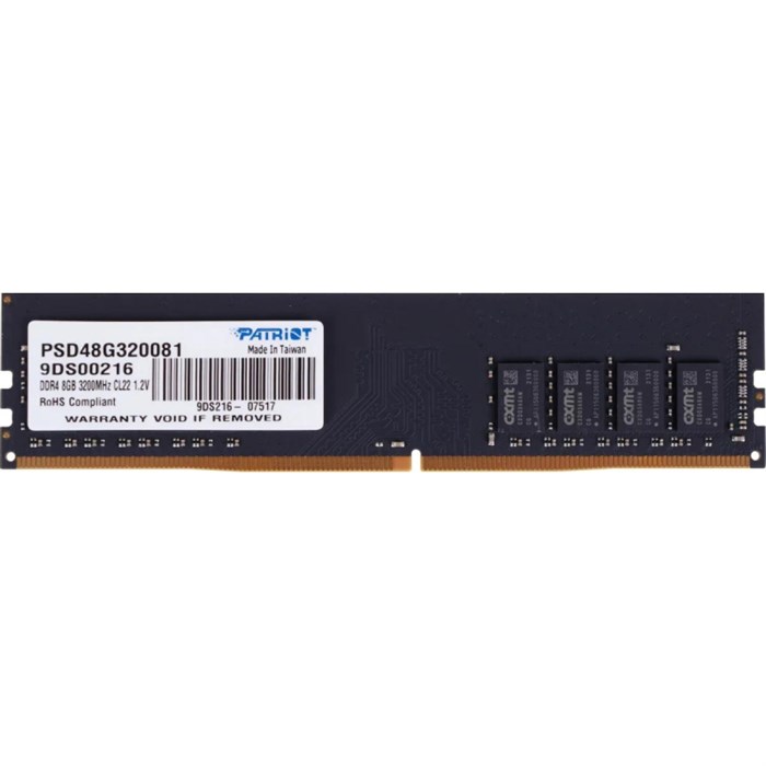 Модуль памяти Patriot DDR4 8GB 3200Мгц CL22(PSD48G320081) - фото 802028
