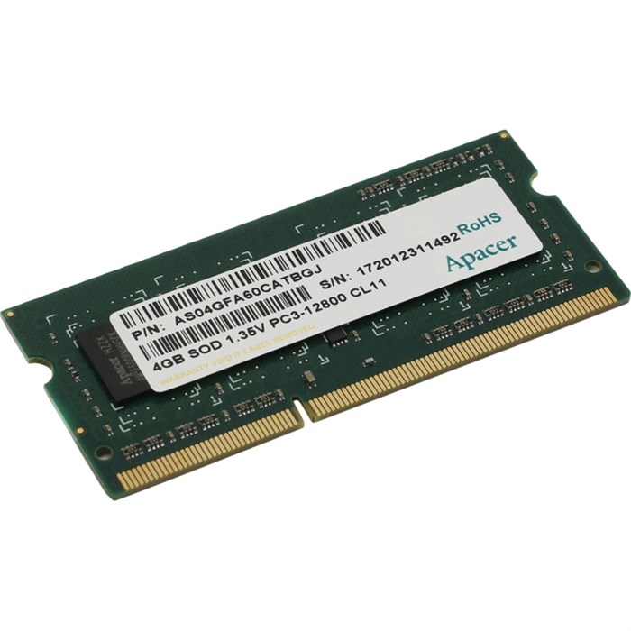 Модуль памяти Apacer DDR3  4GB 1600MHz SO-DIMM CL11(AS04GFA60CATBGJ) 2002204 - фото 802161