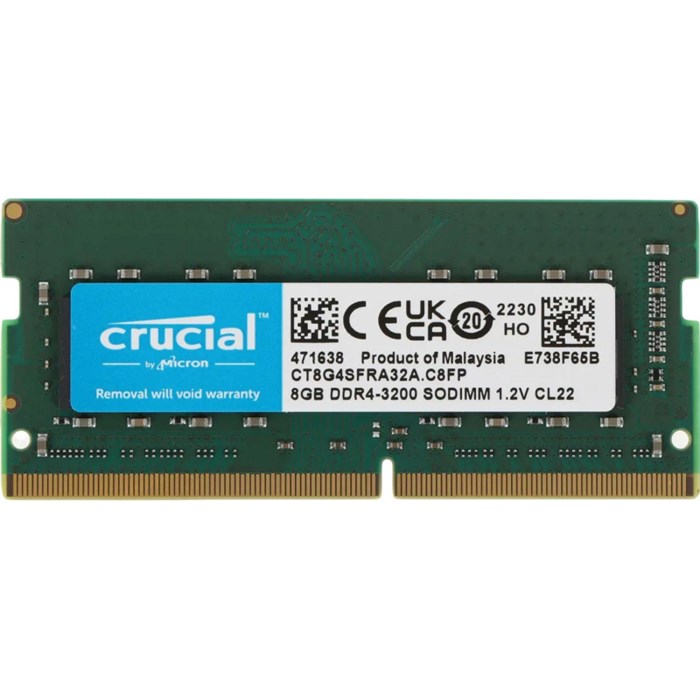 Модуль памяти Crucial by Micron DDR4 8GB 3200MHz SODIMM CL22(CT8G4SFRA32A) - фото 802165