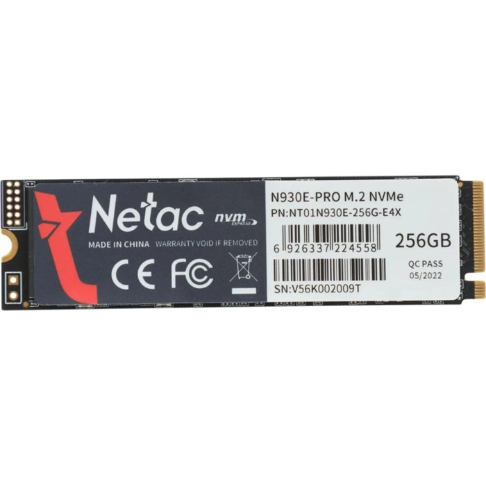 SSD накопитель Netac SSD N930E (NT01N930E-256G-E4X)256GB/PCIe 3x4/M.2 2280 - фото 802455
