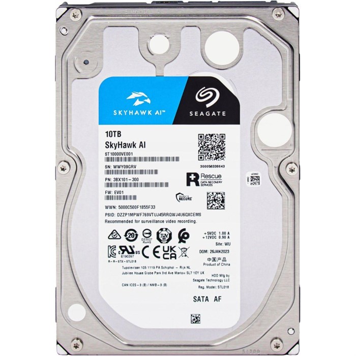 Жесткий диск Seagate SkyHawk AI 10TB, 3.5,7200RPM,SATA 256MB(ST10000VE001) 2020324 - фото 802602