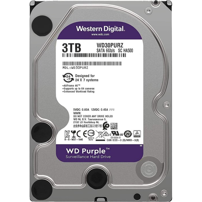 Жесткий диск WD Purple 3TB 3.5  SATA (WD33PURZ) 2017336 - фото 802605