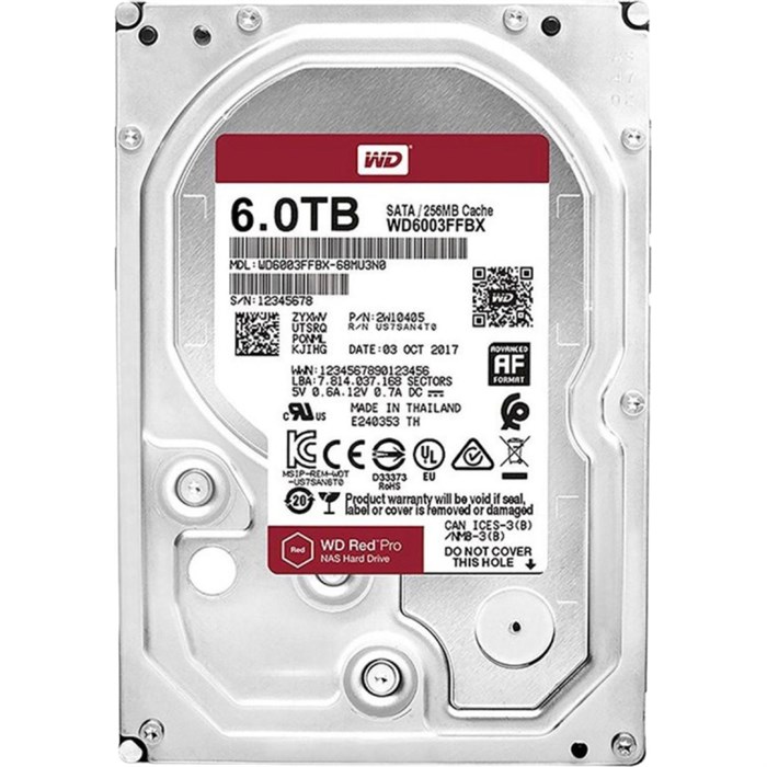 Жесткий диск WD Red Pro 6TB 3.5 7200rpm 256MB SATA(WD6003FFBX) 2043656 - фото 802620