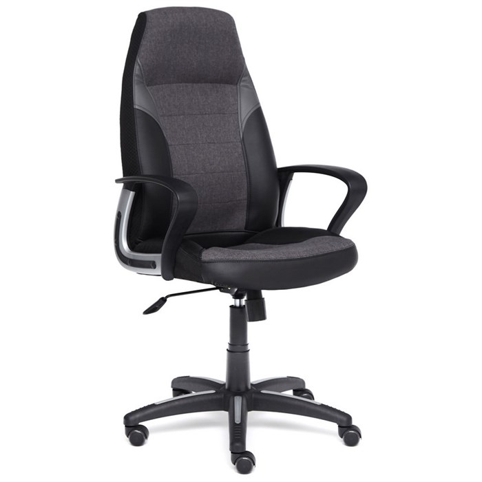 Кресло UT_Echair IMPREZA кожзам/ткань,черный/серый/металлик 36-6/F68/С36 - фото 814917