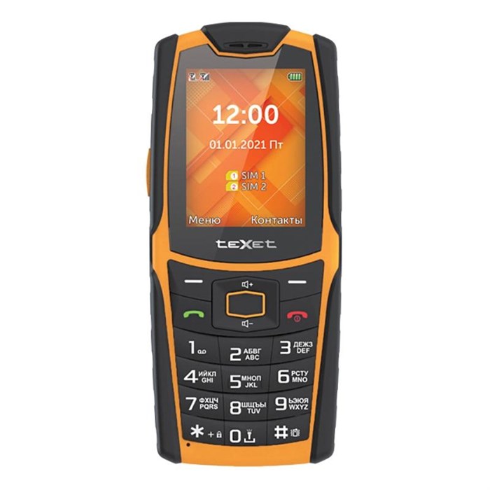 Мобильный телефон teXet TM-521R цвет черный-оранжевый - фото 815672