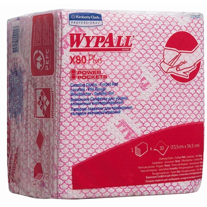 Материал протирочный нетканый WypAll X80 Plus красный 30л/уп 19127 (KFC) 1722620 - фото 817564