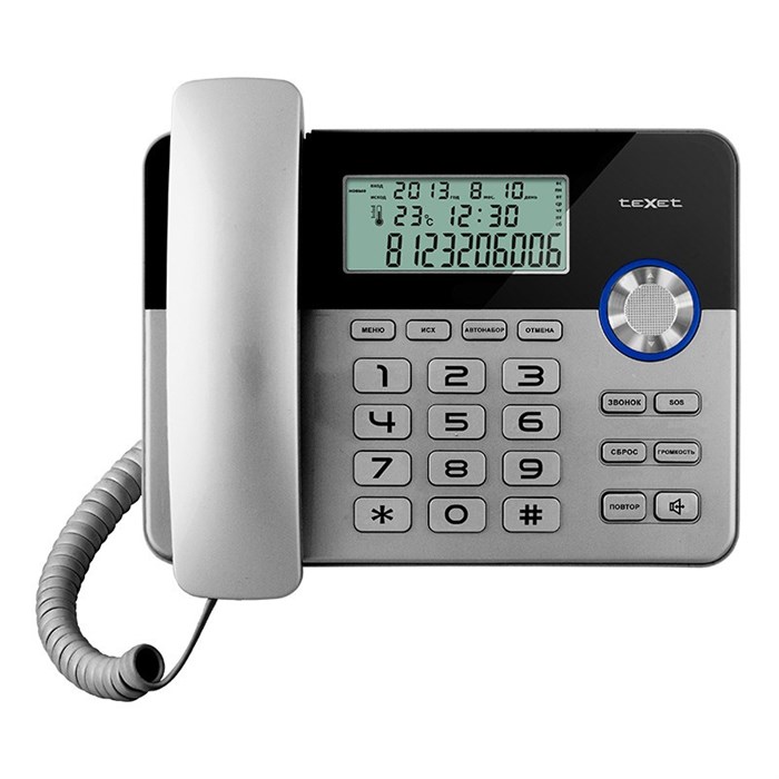 Телефон проводной teXet ТХ-259 черный-серебристый - фото 820860